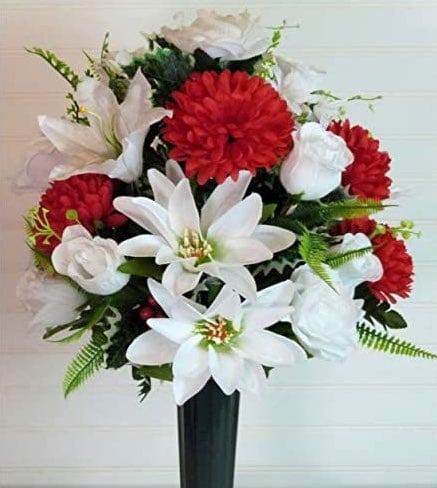 Urn style Christmas arrangement for grav