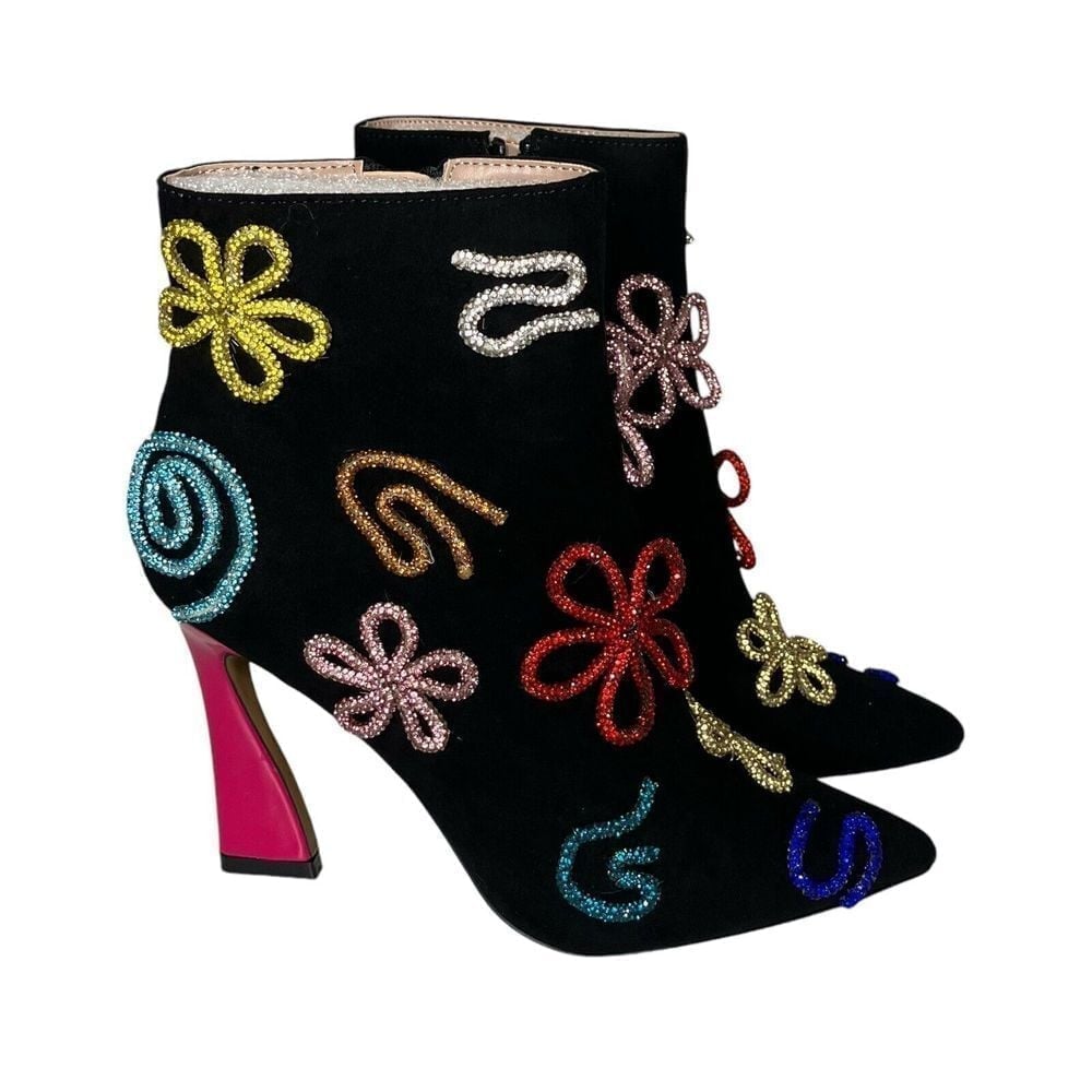 BLUE BY BETSEY JOHNSON SYLVIA BLACK SIZE 7 MULTI COLOR WOMEN'S BOOTS