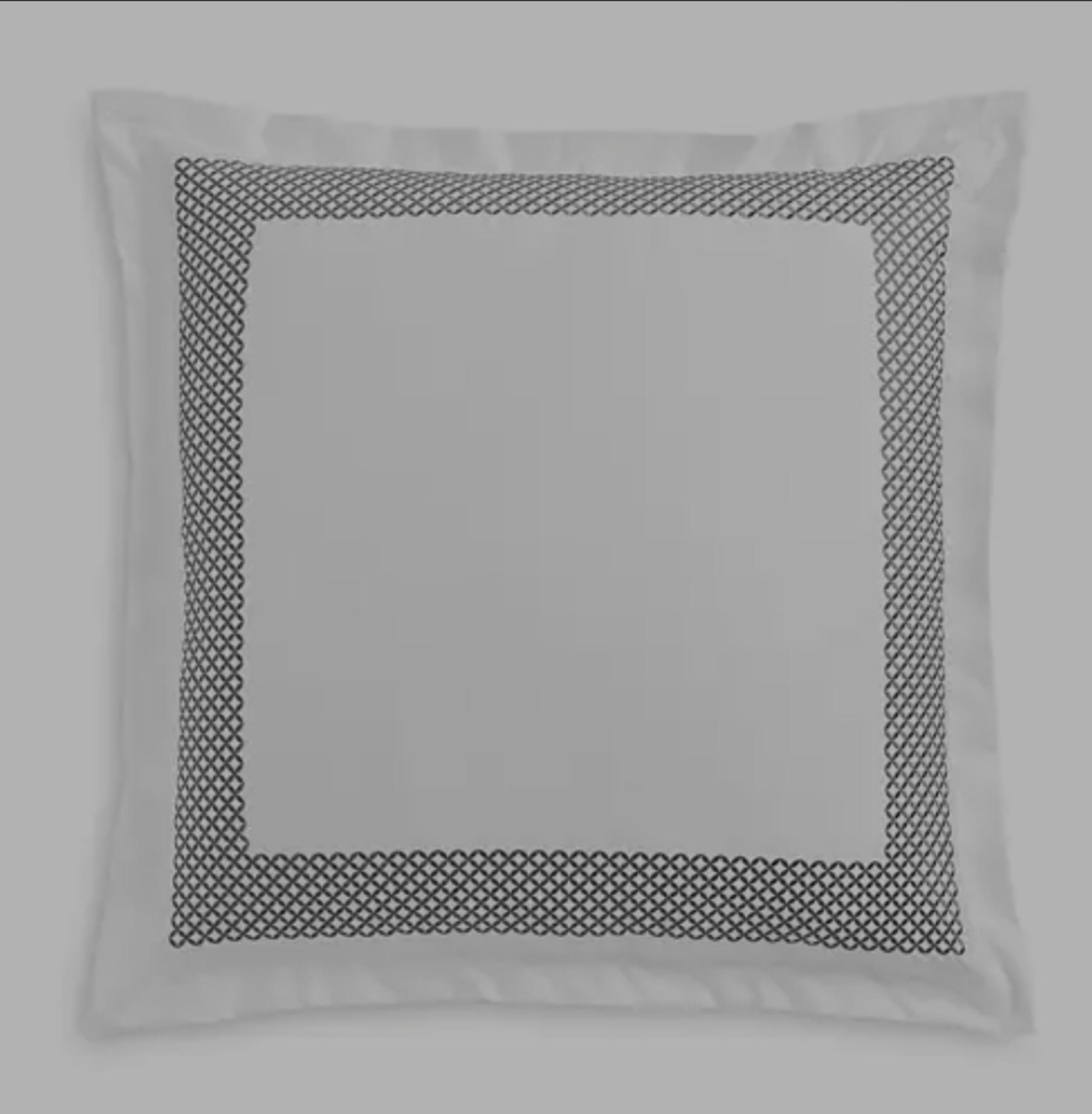 Hudson Park Sateen Euro Pillow Sham Embroidered Geo 500TC Pima Cotton Silver