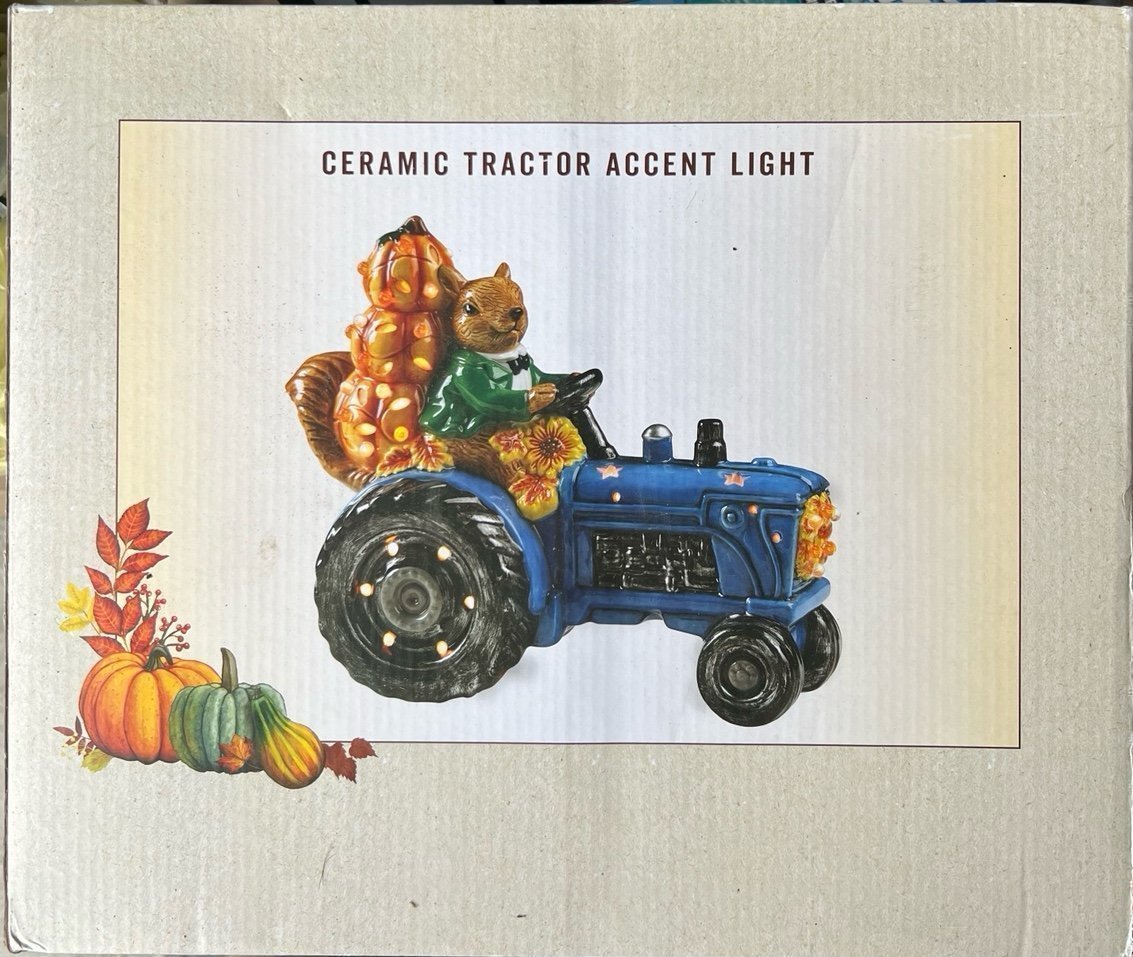 Brand New Light Up Squirrel On Tractor