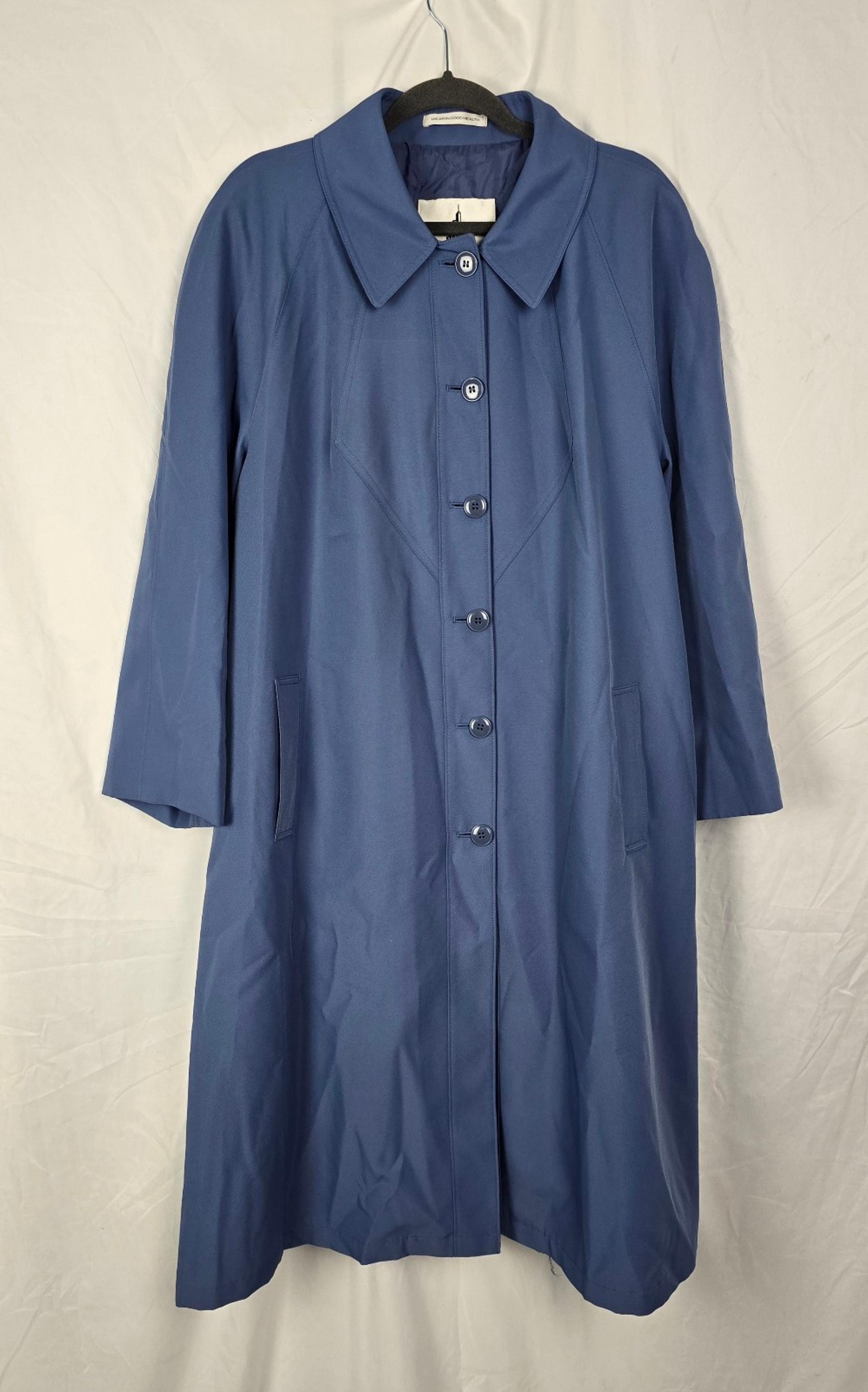 Misty Harbor Original Blue Longer Length Lined Trench Coat Women's sz 20WP NWOT