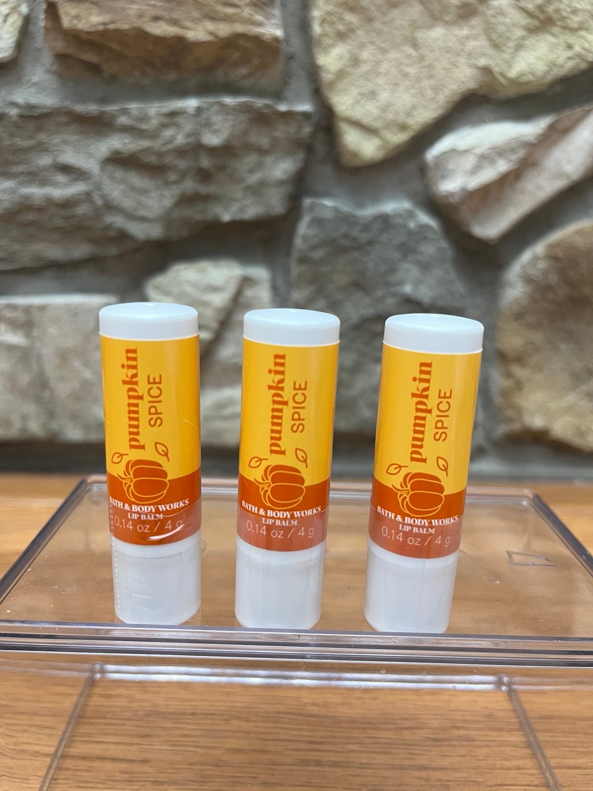 New Bath & Body Works Pumpkin Spice Lip Balm Bundle X3 Stick Lips Beauty