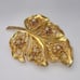 ️Vintage Gold Plated Leaf w/Faux Pearl & Rhinestone Accented Brooch