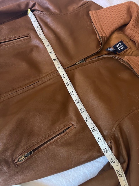 GAP Brown leather zip up women's jacket size S