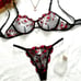 Floral Black Red Lingerie Set Size Medium Womens Intimates Bra Top Panties Set
