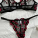 Floral Black Red Lingerie Set Size Medium Womens Intimates Bra Top Panties Set