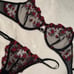 Floral Black Red Lingerie Set Size Medium Womens Intimates Bra Top Panties Set
