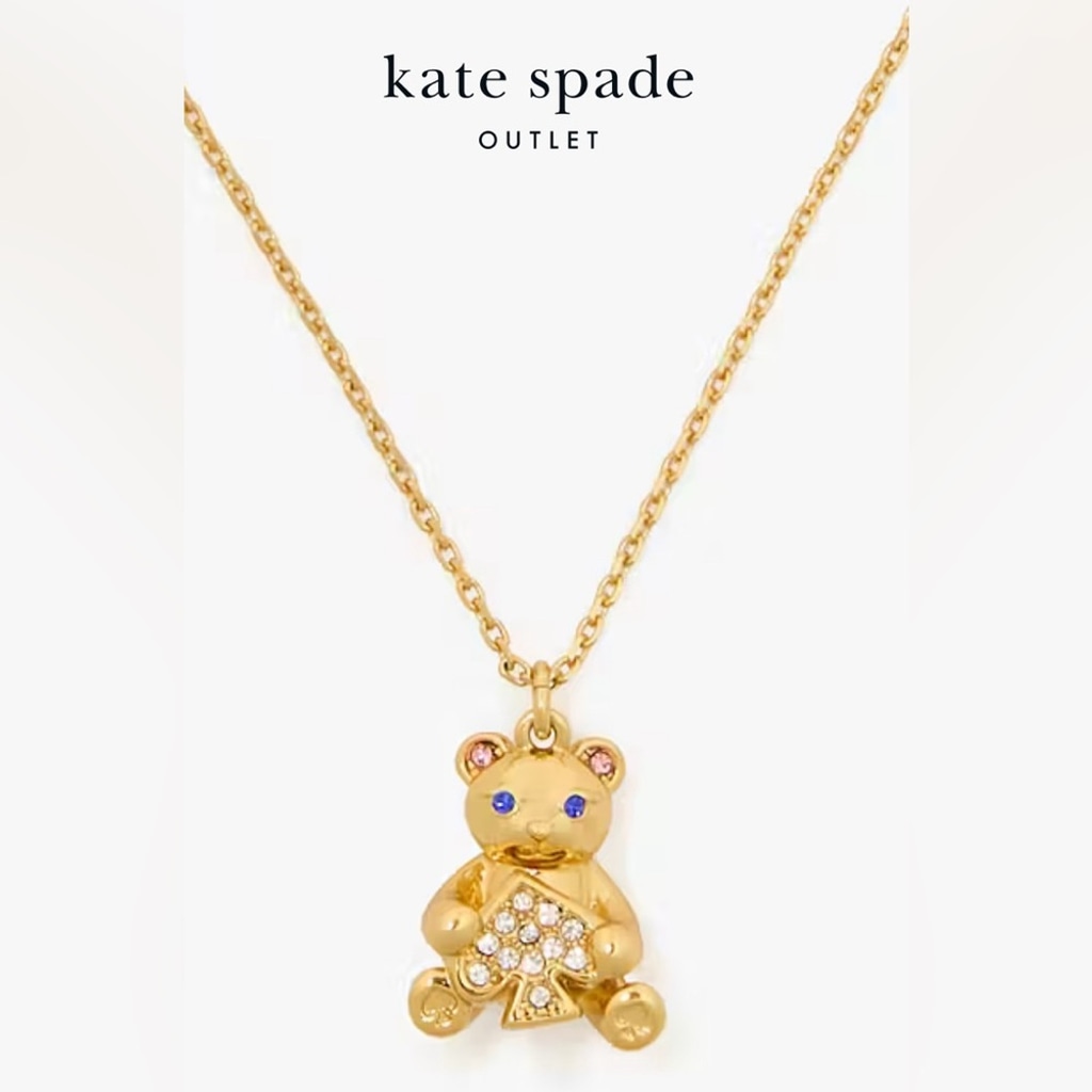 Kate spade NWT Gold Teddy Bear Pendant Necklace 16’