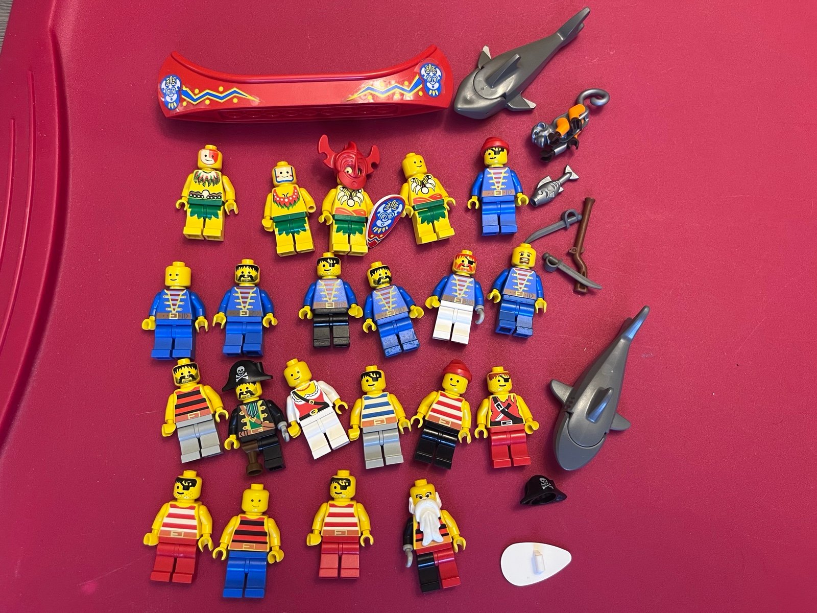Big Lego Pirates minifigures lot islanders sharks canoe minifigs vintage