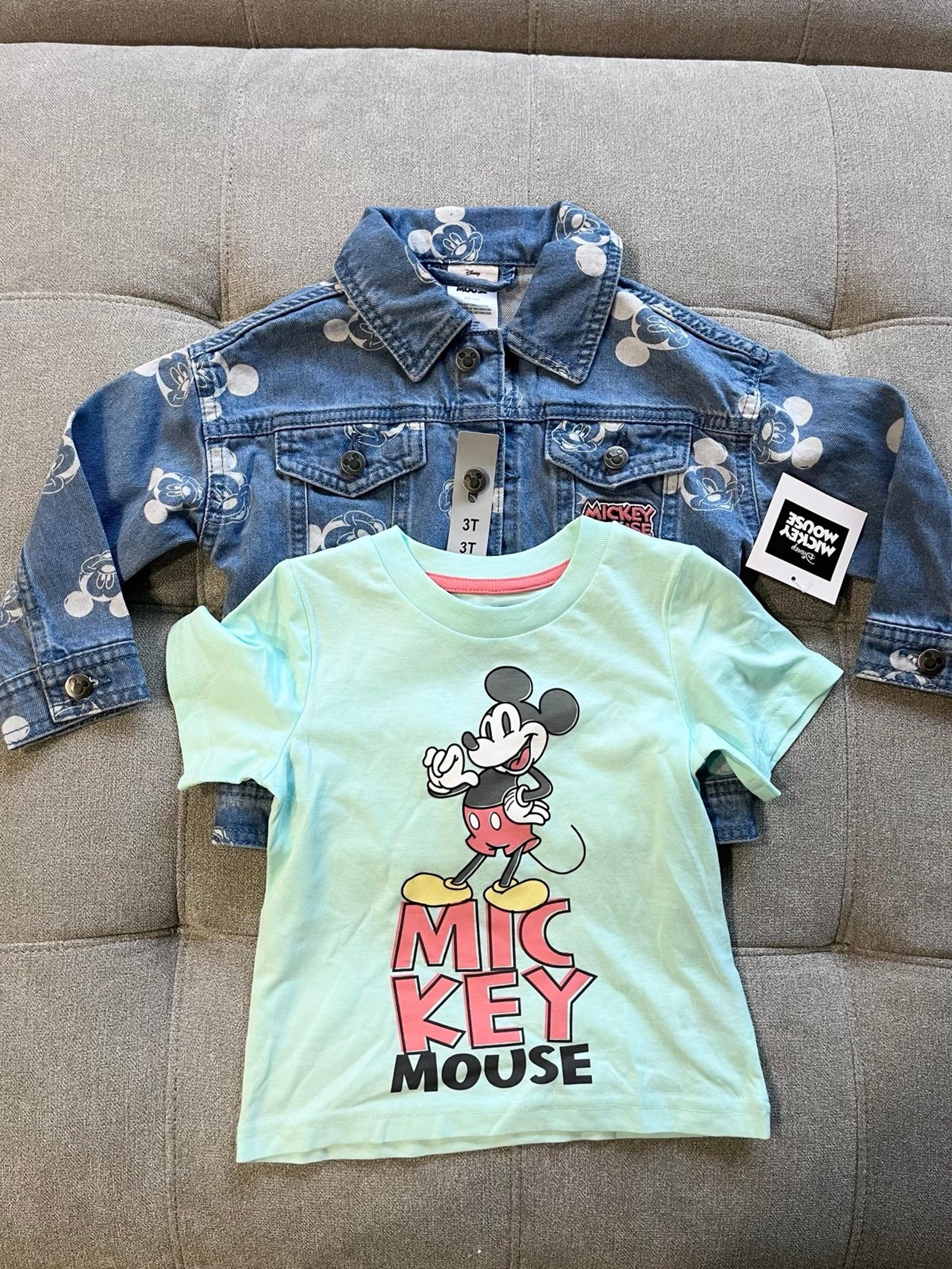 NWT Disney Mickey Mouse Soft Denim Jacket and Tee Set Toddler 3T