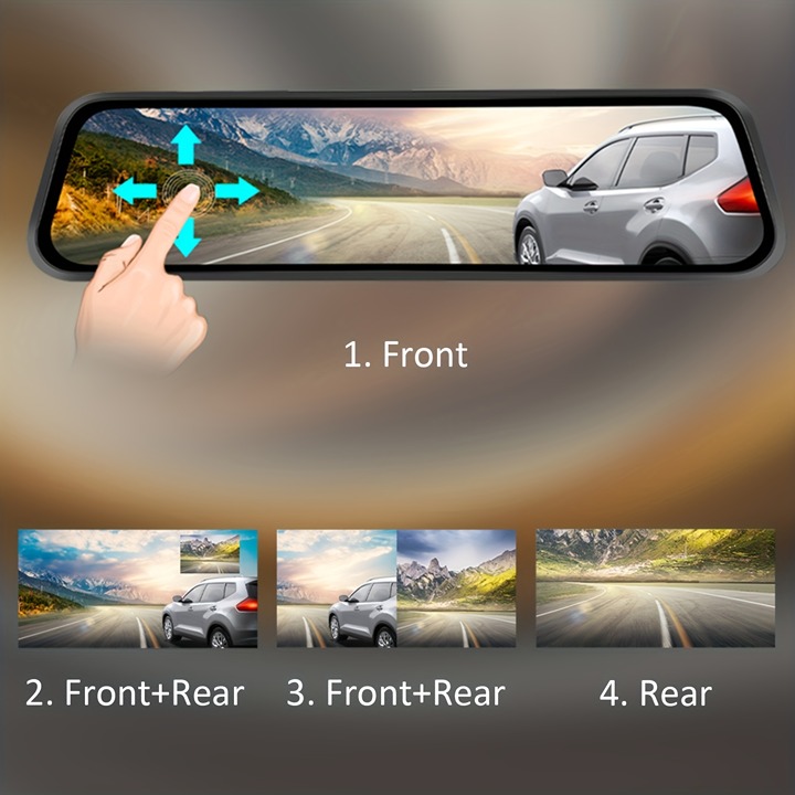 10 Mirror Dash Cam Front And Rear,1080P Touch Screen Car Rearview Camera