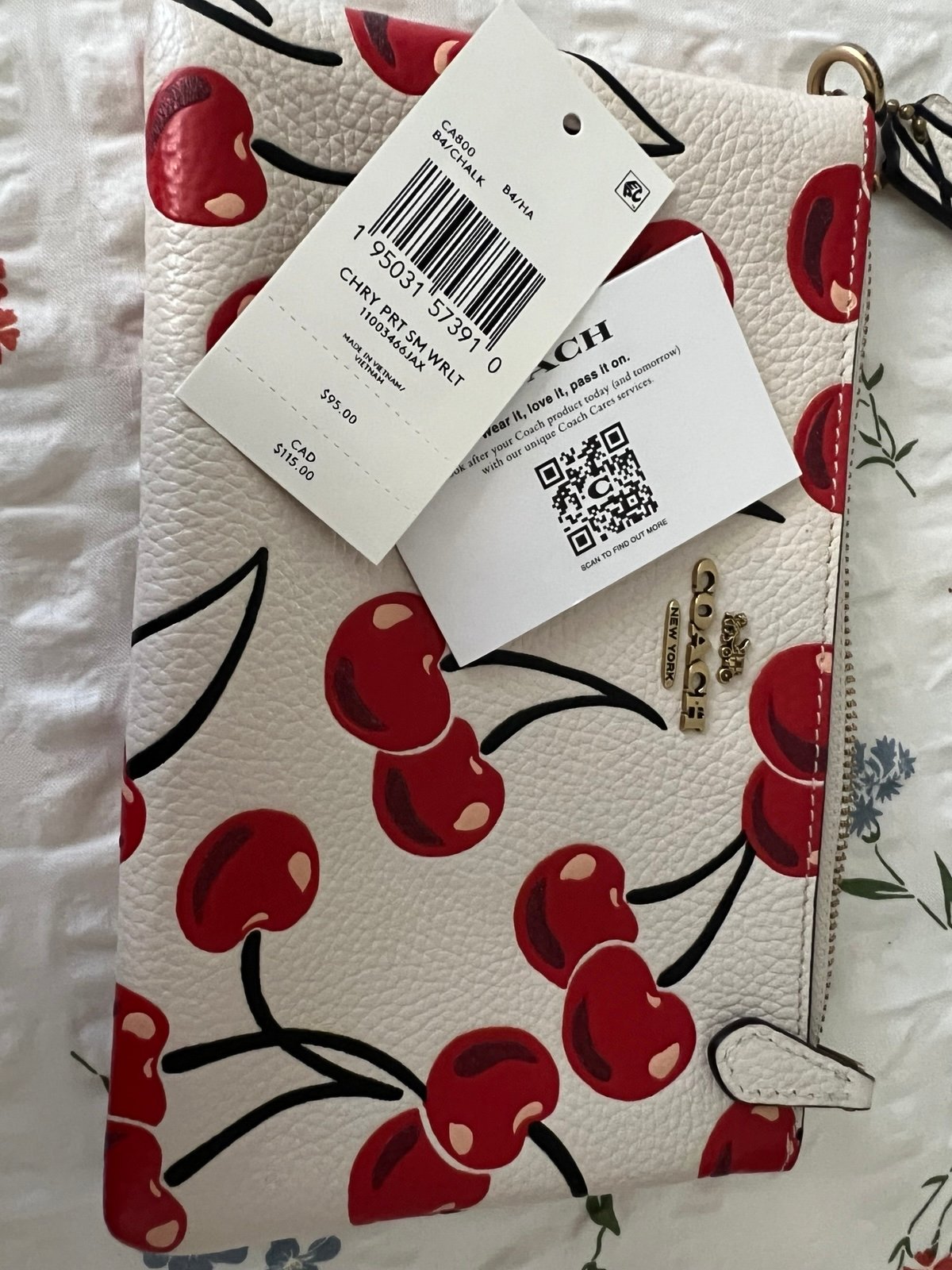 Coach Cherry print Wristlet