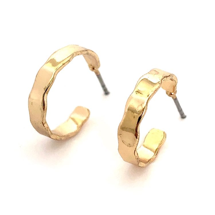 Vintage Hoops Gold Plated Wavy Edge 0.5