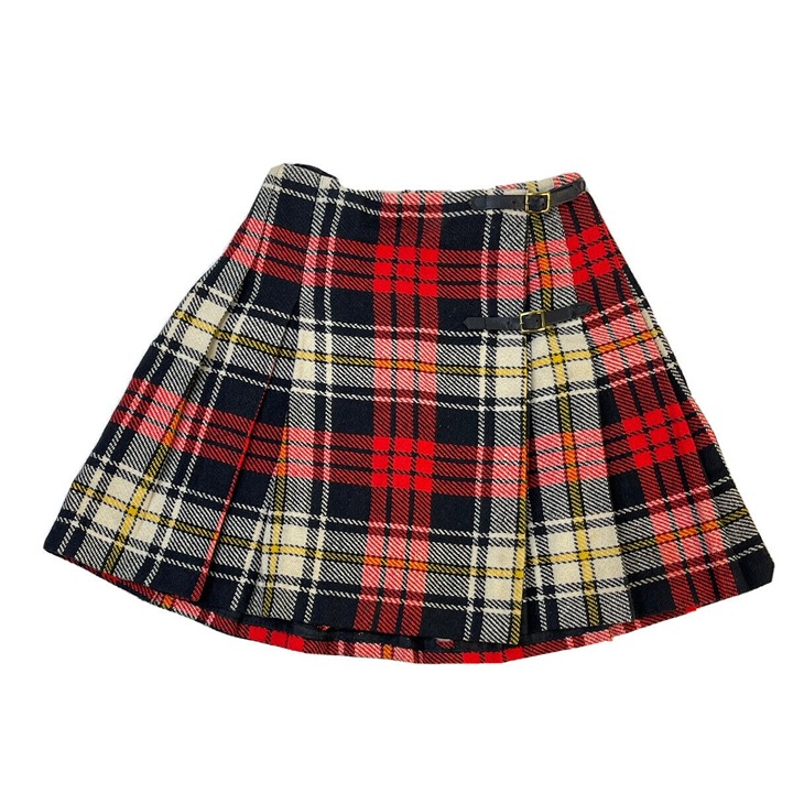 Vintage Womens XS Wool Plaid Pleated Mini Micro School Girl Skirt