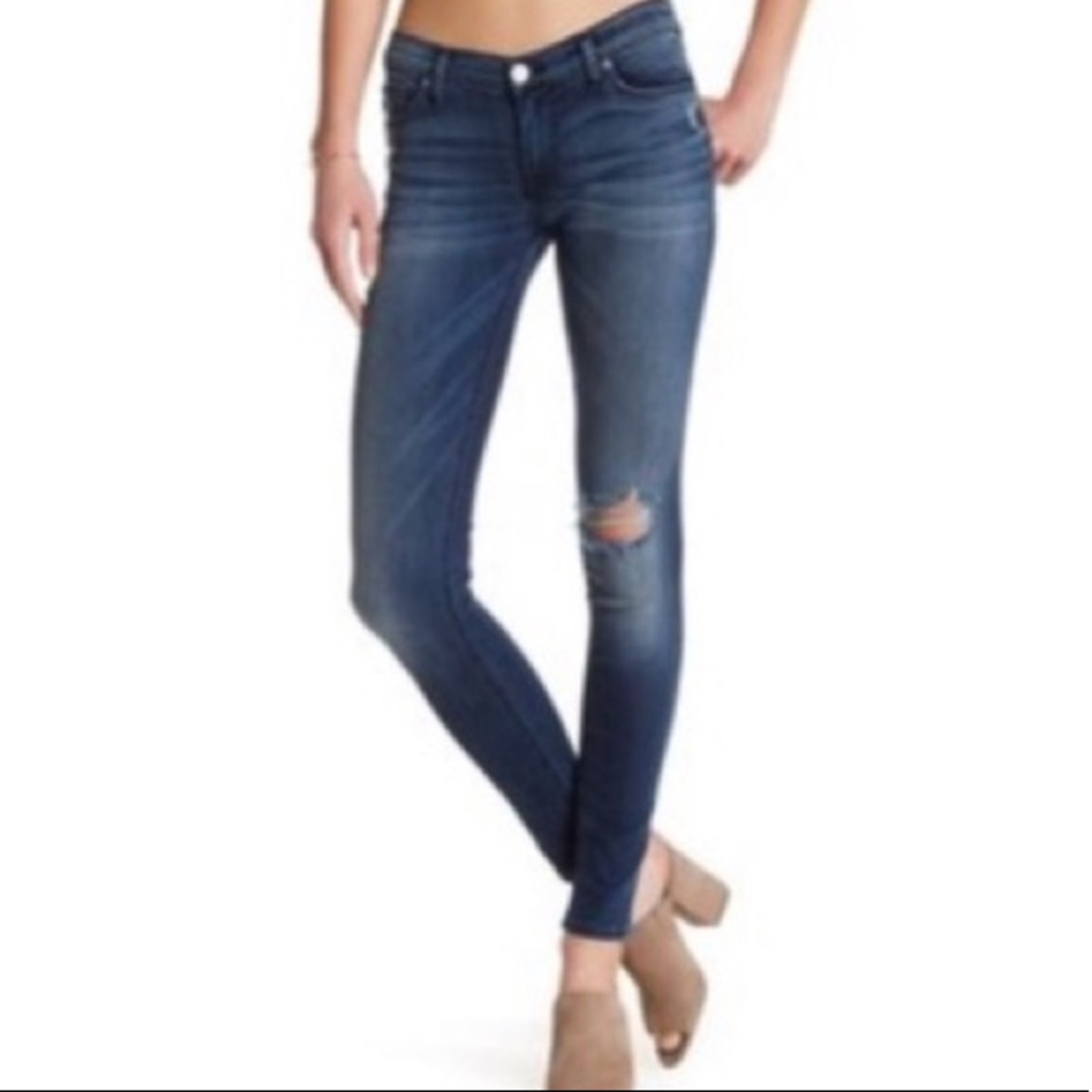 Hudson Jeans Colette Mid Rise Skinny Distressed Crue Medium Wash Women's Size 26