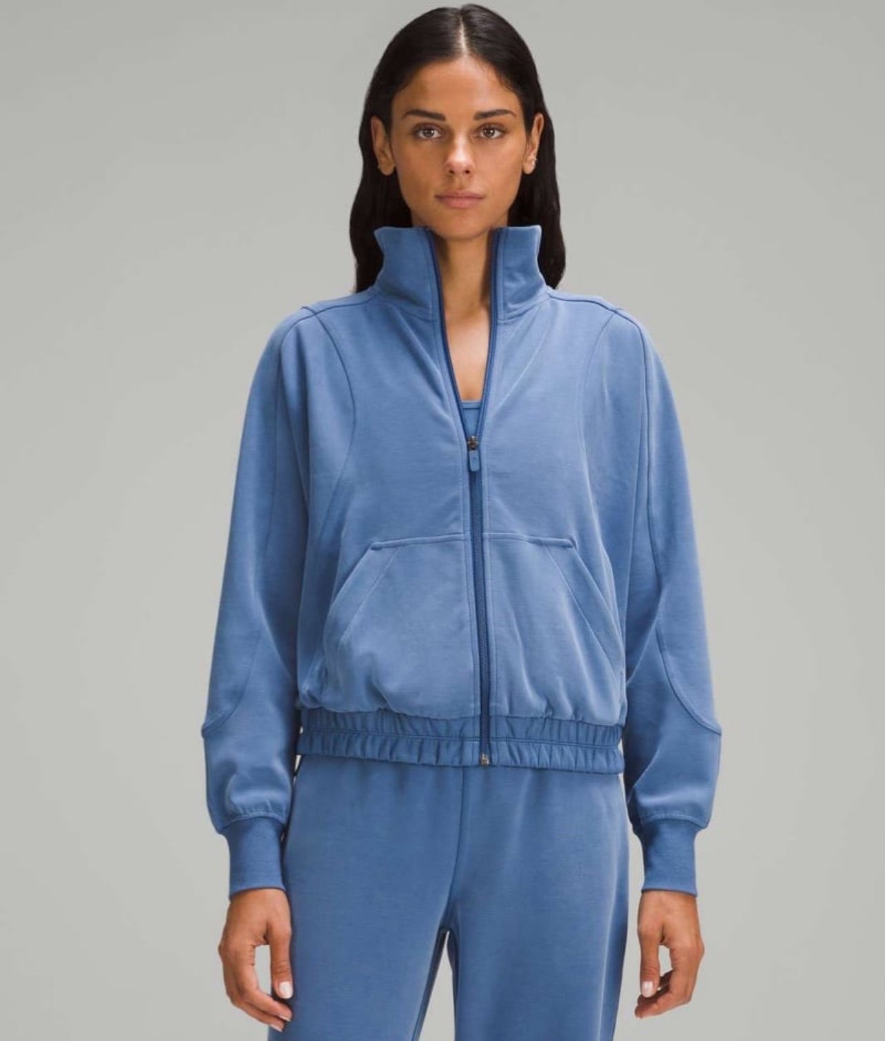 NWT Lululemon Brushed Softstreme Funnel-Neck Zip Up Pitch Blue Sz 2