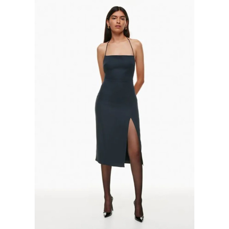 Aritzia Babaton Success Dress Slip Minimalist Dark Night Navy Slit Strappy NWT 4