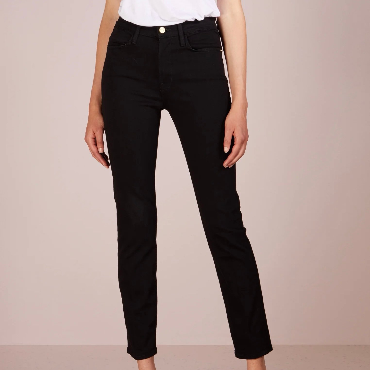 FRAME Denim Le High Straight Black Jeans
