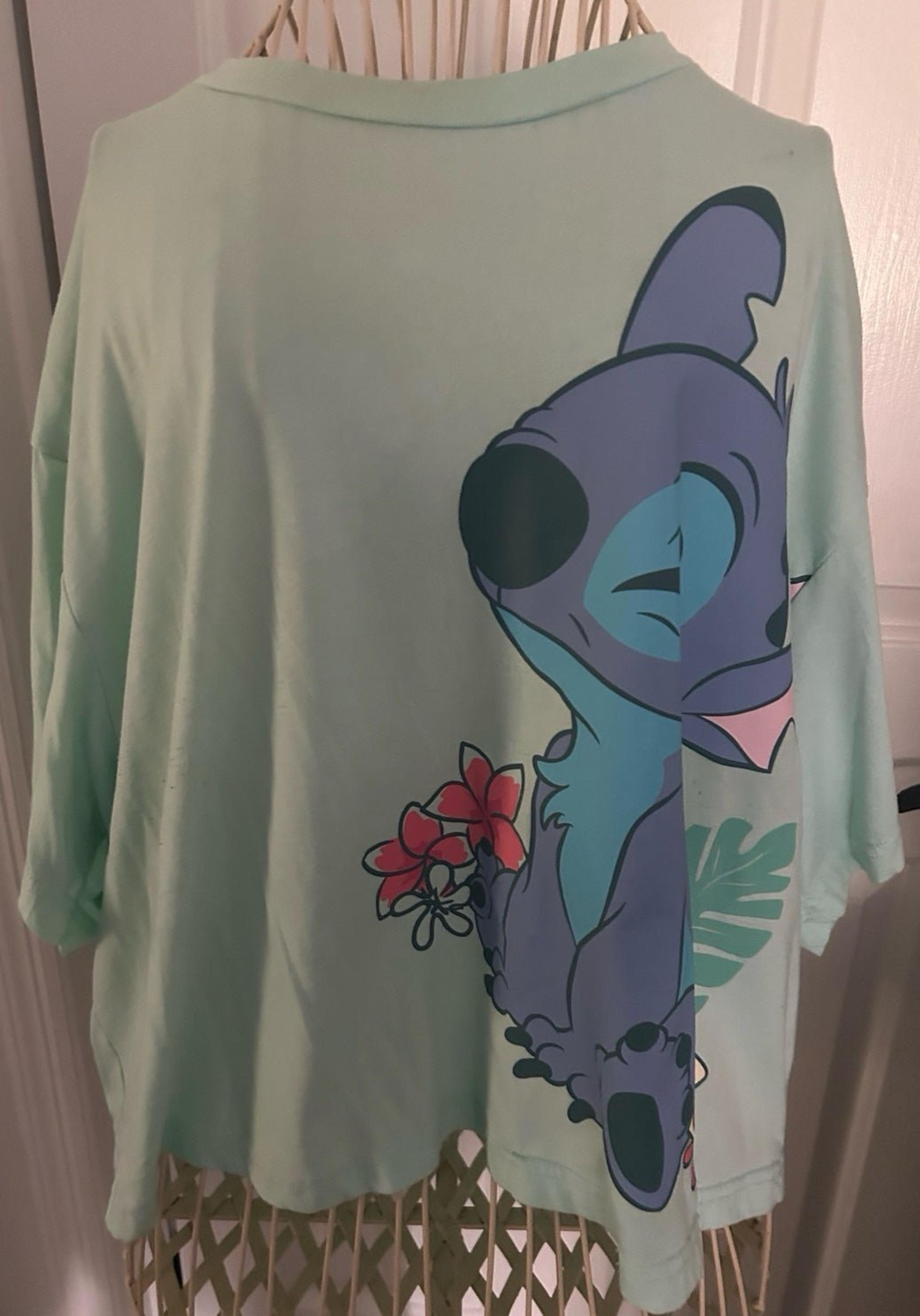 NIP Disney Parks 2XL Stitch Mint Aqua Seafoam Cropped Boxy Tee~CUTE!