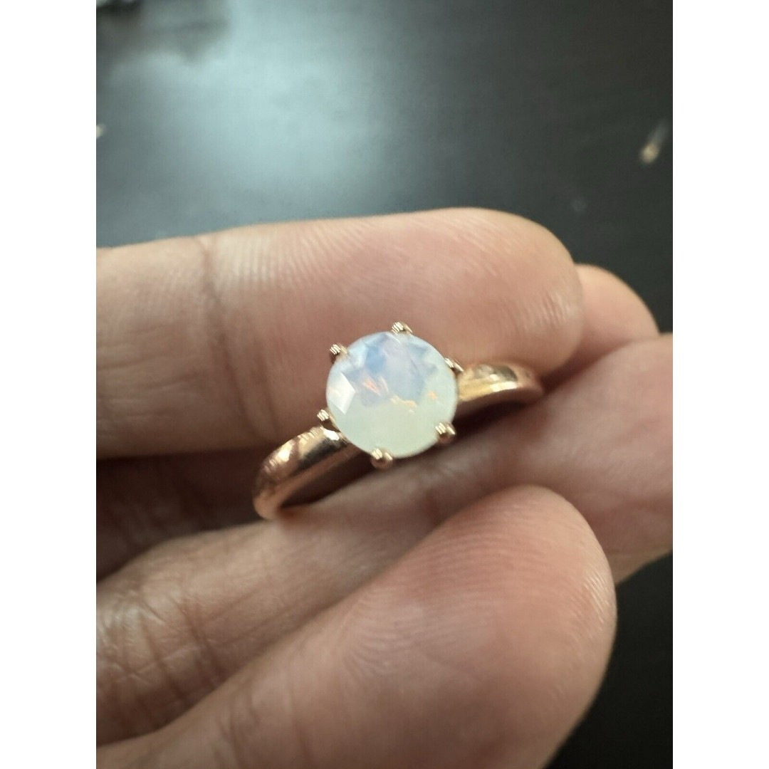 585 14K RG Rose Gold Stamped Minimalist Moon Stone Gemstone Size 7 Ring