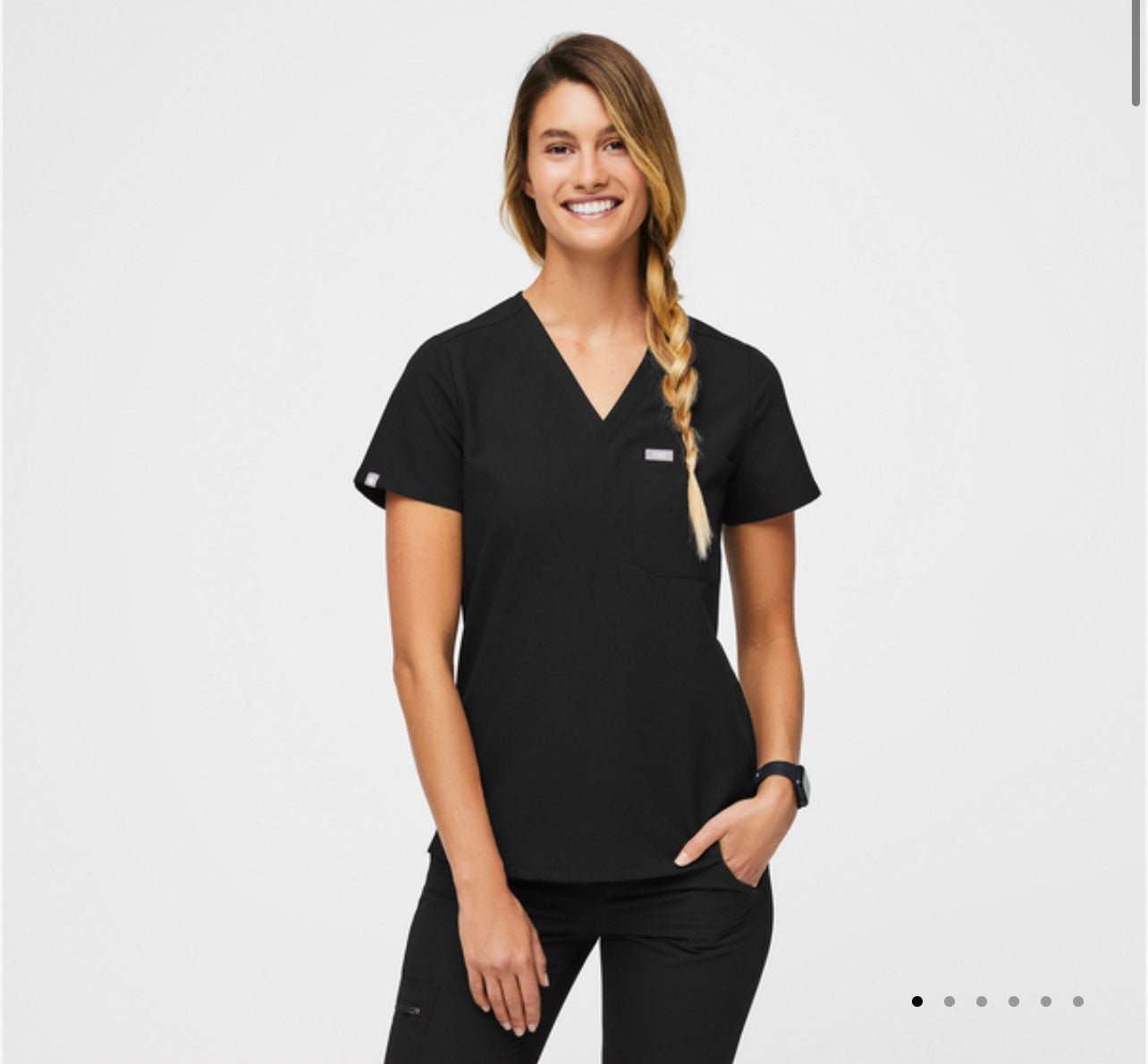FIG Clothing Catarina One-Pocket Scrub Top in Black