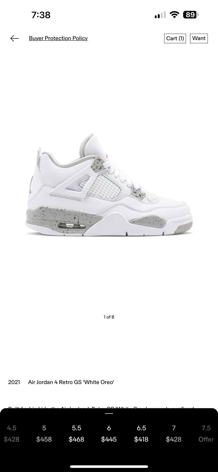 Jordans 4 size 6.5