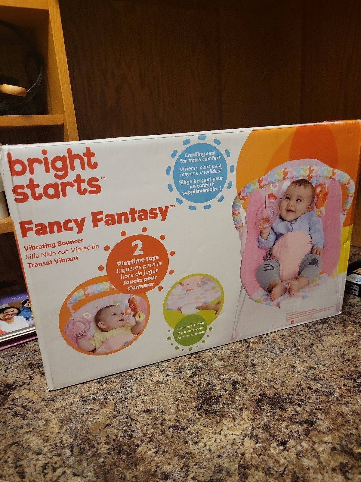 Bright starts fancy fantasy brand new factory seal, vibrating bouncer. Girls