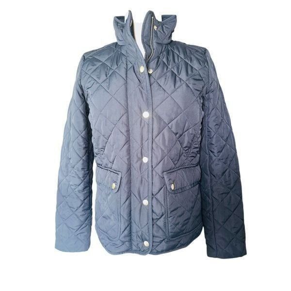 FB12 J Crew Quilted Black Jacket Classic Horse Barn Size Small Women's