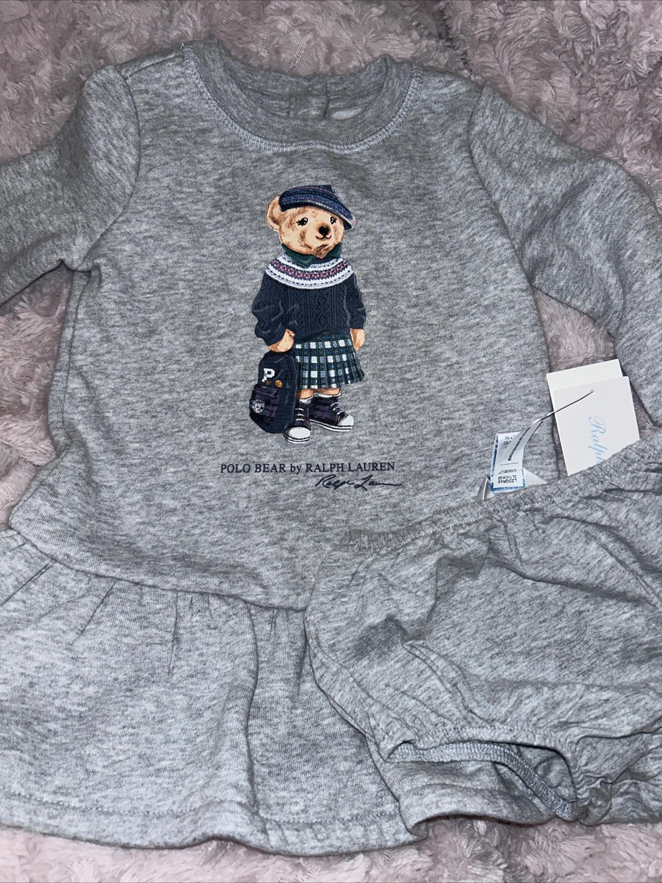 NEW! BABY GIRL'S  POLO BEAR BY RALPH LAUREN DRESS Size 9M
