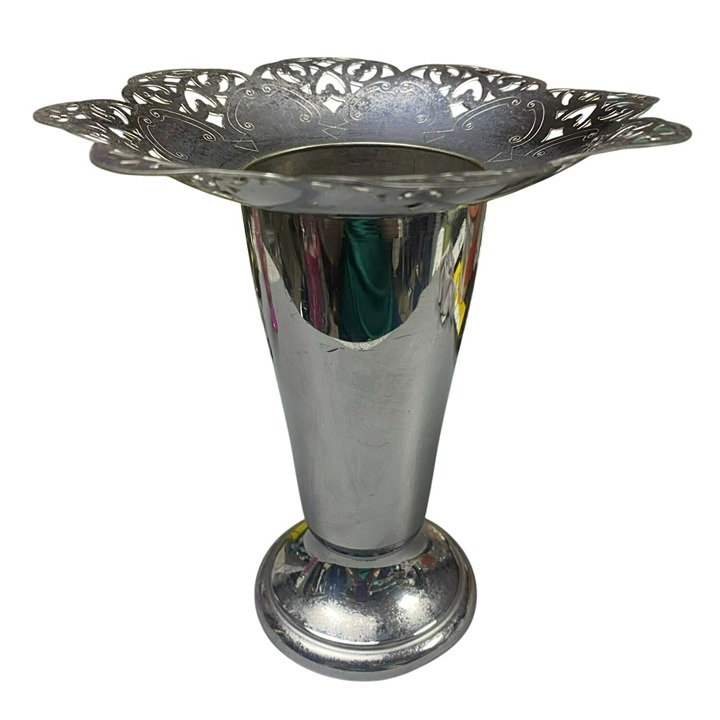 Antique Silver Plated Ornate Trumpet Posy Bouquet Wedding Vase 1881 Rogers