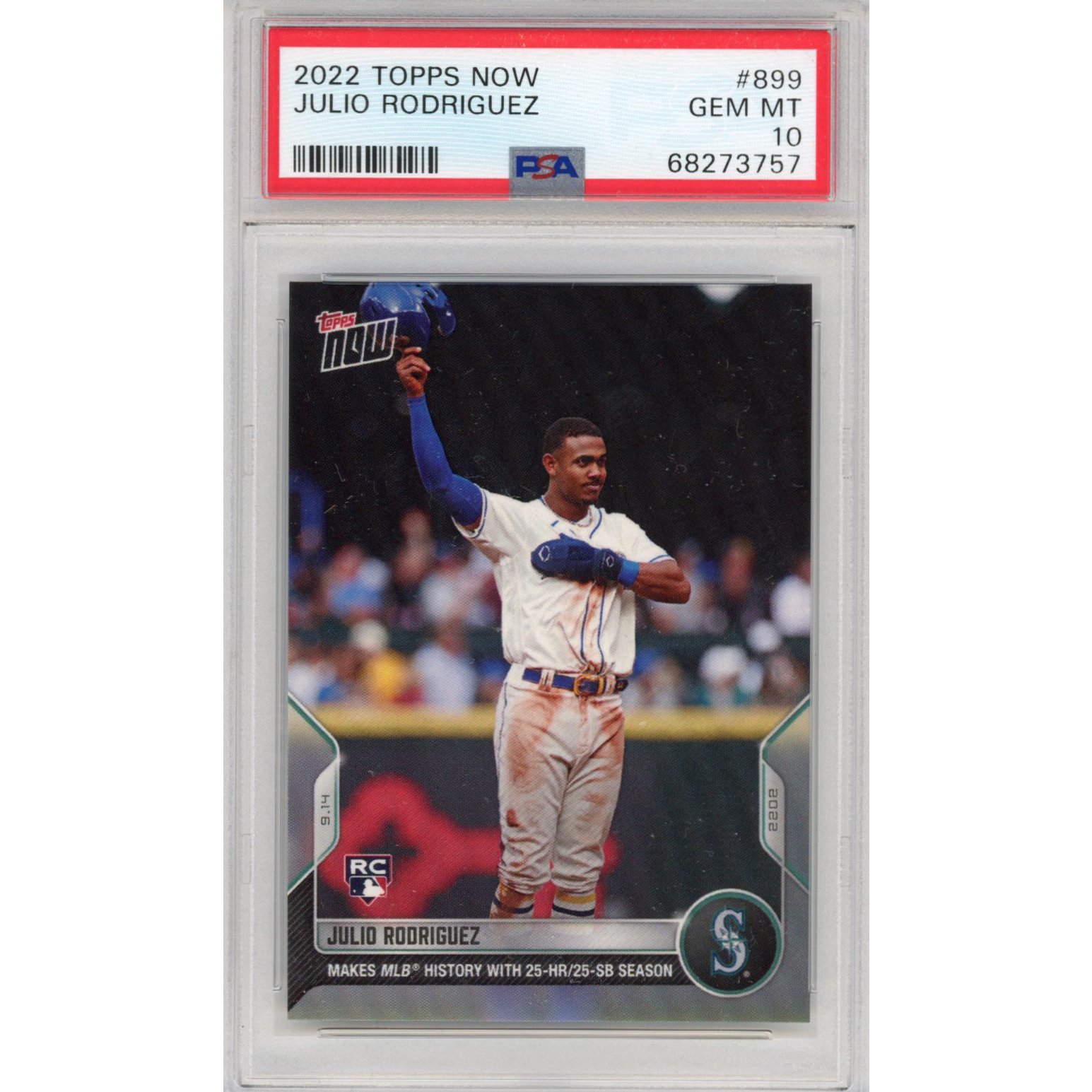 Graded 2022 Topps Now Julio Rodriguez #899 Rookie Card PSA 10