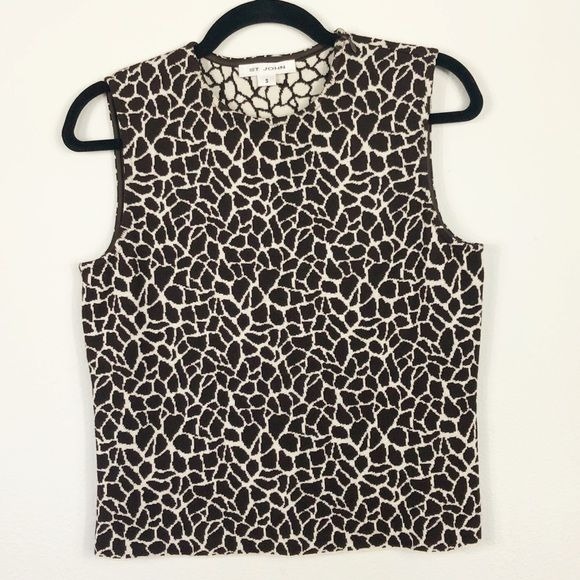 St John Giraffe Knit Sleeveless Sweater Base Layer Size Small