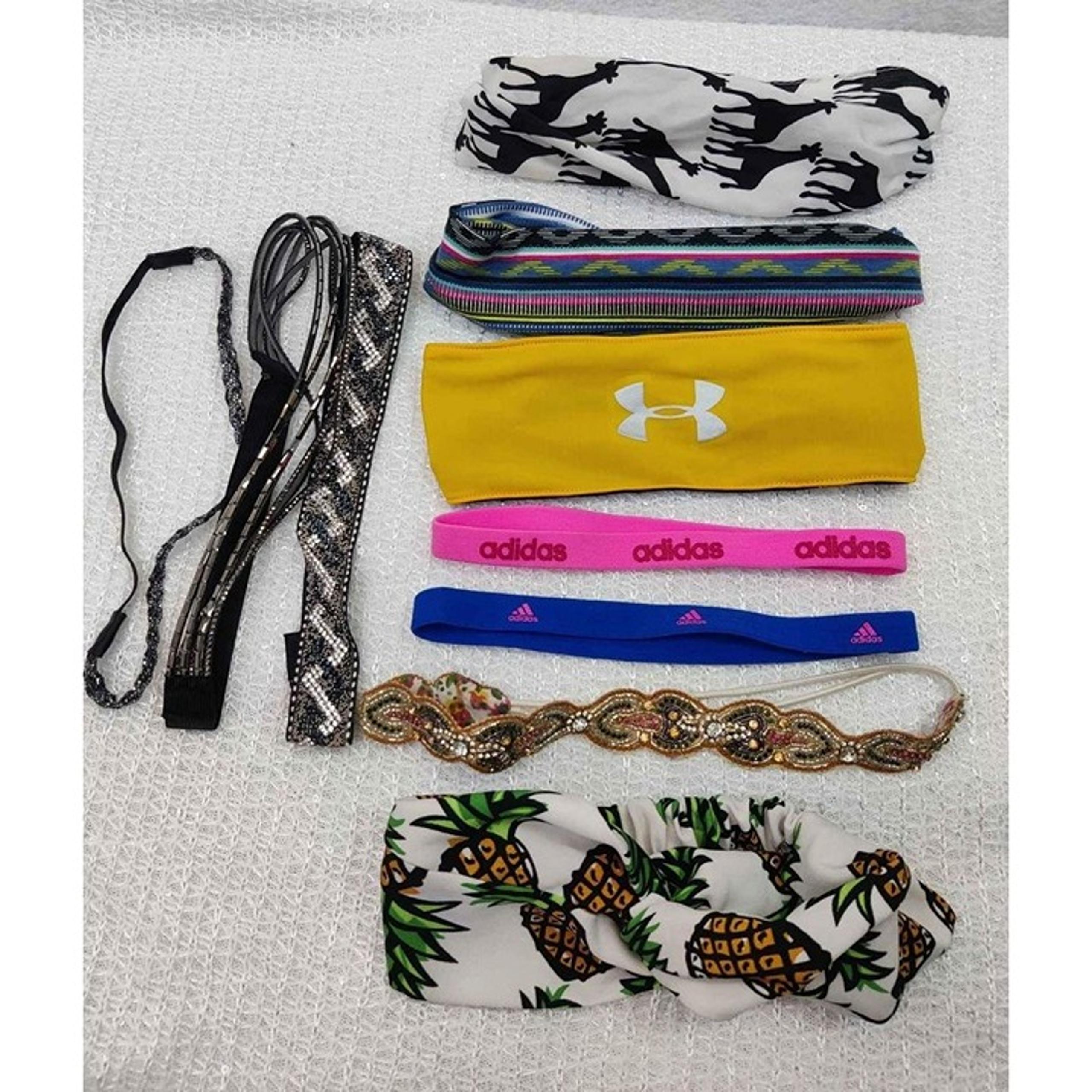 Bundle of womens head bands - Adidas - under armor - pineapple - bling - giraffe