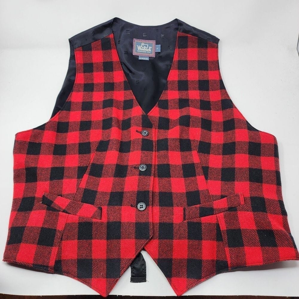 ★MAINBOOTH★[Where is Wally?]Checkerboard Vest(RED)★正規品 Vintage BOOM Vest, Womens Size Large, Red Multicolor, Plaid