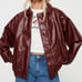 Princess Polly Faux Leather Jacket Burgundy