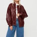 Princess Polly Faux Leather Jacket Burgundy