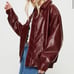 Princess Polly Faux Leather Jacket Burgundy