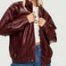 Princess Polly Faux Leather Jacket Burgundy