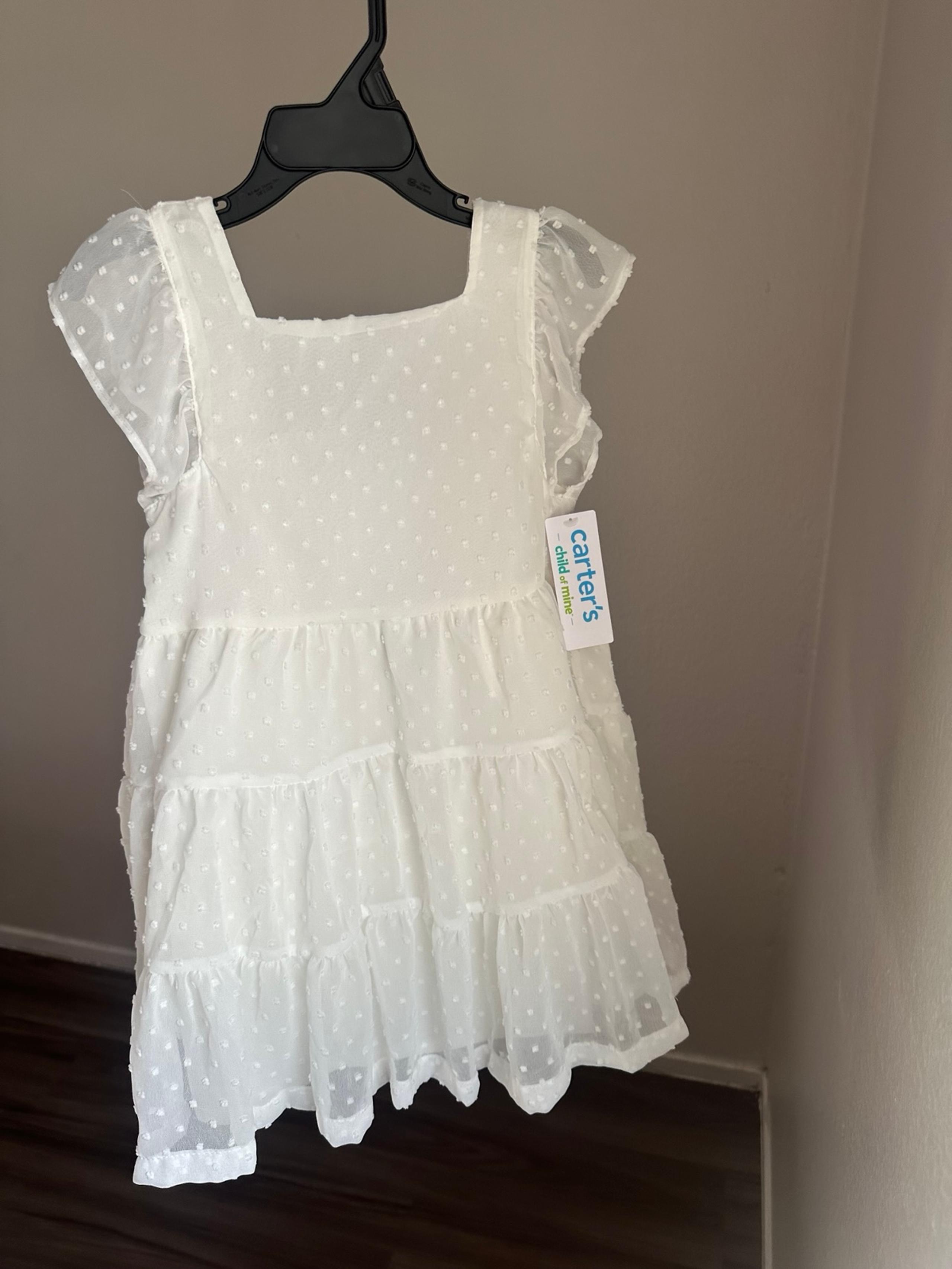 Carter's Baby Girl White Textured Dress - Size [5t], New with Tags