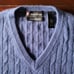 Men's Daniel Bishop Periwinkle Blue 100% Cashmere Cableknit Sweater Size Large