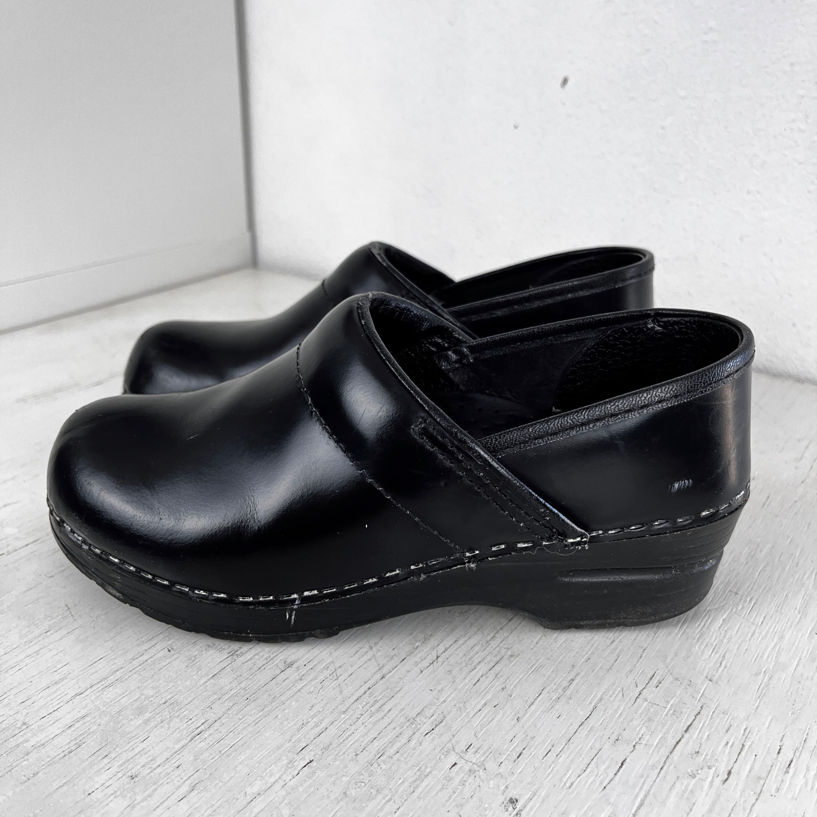 Dansko professional shiny black slip on clogs size 36 US size 6.5