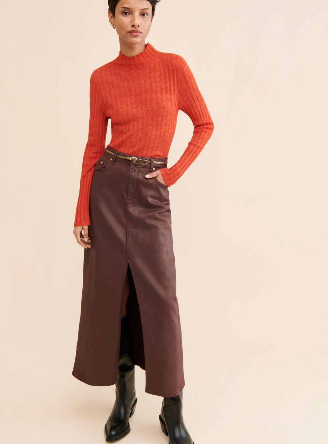 NWT Madewell Harry Sheer Alpaca Mock Neck Sweater Red XS