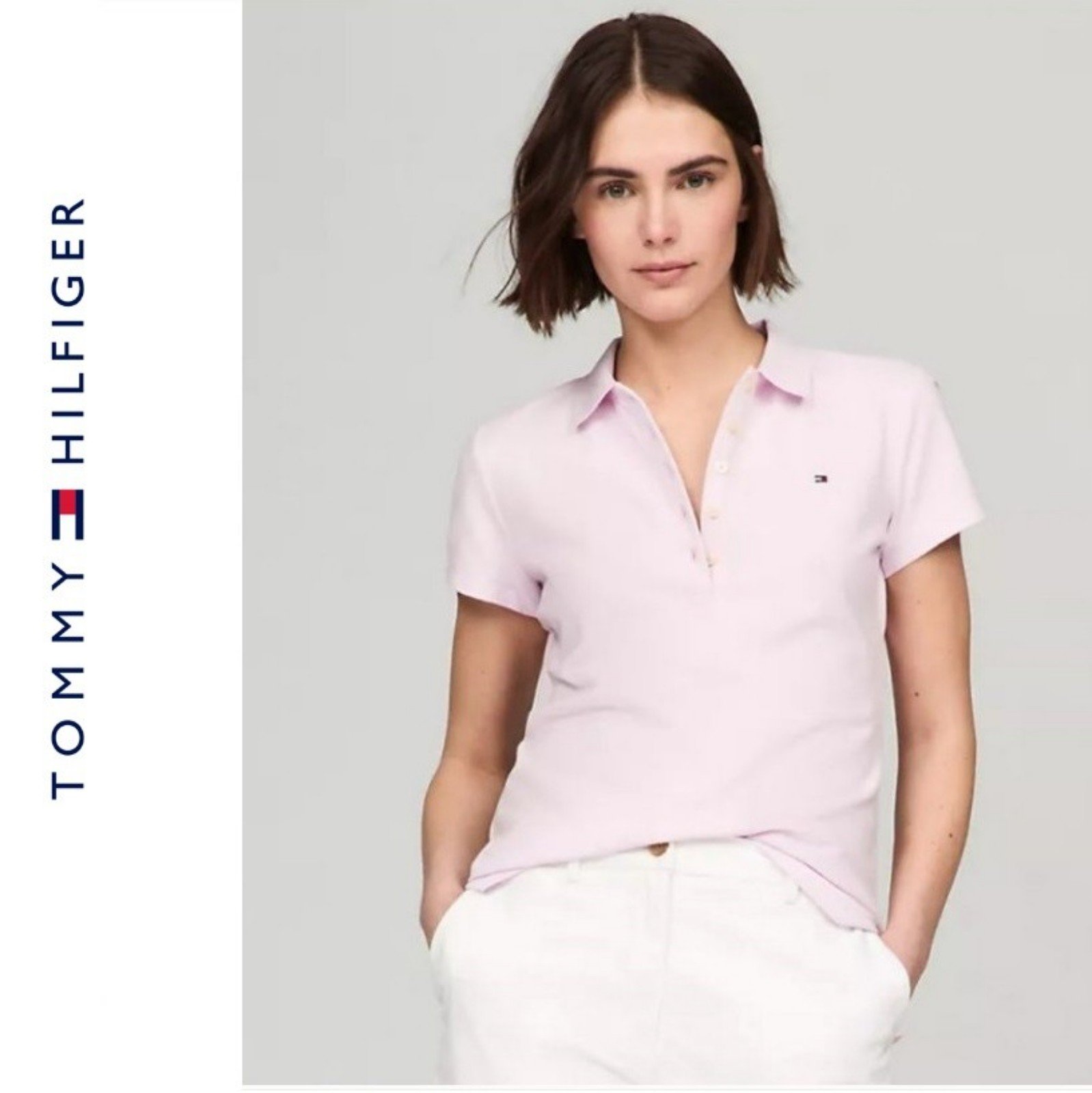 NWT Tommy Hilfiger slim fit stretch light pink cotton polo shirt size XL