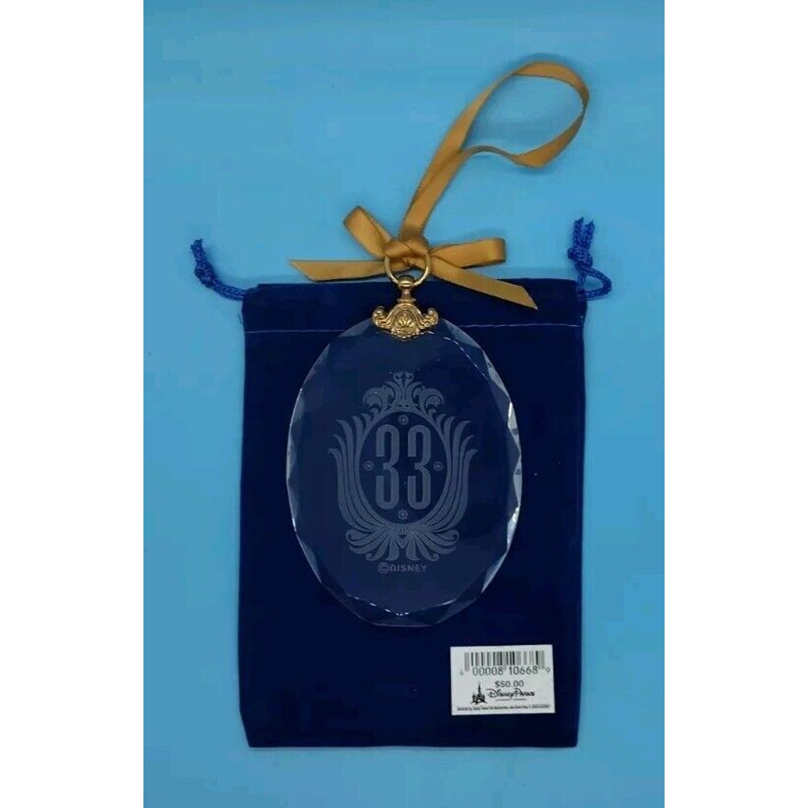 NEW!! Rare Disney's Club 33 Crystal Holiday Ornament, 2013 Exclusive Design