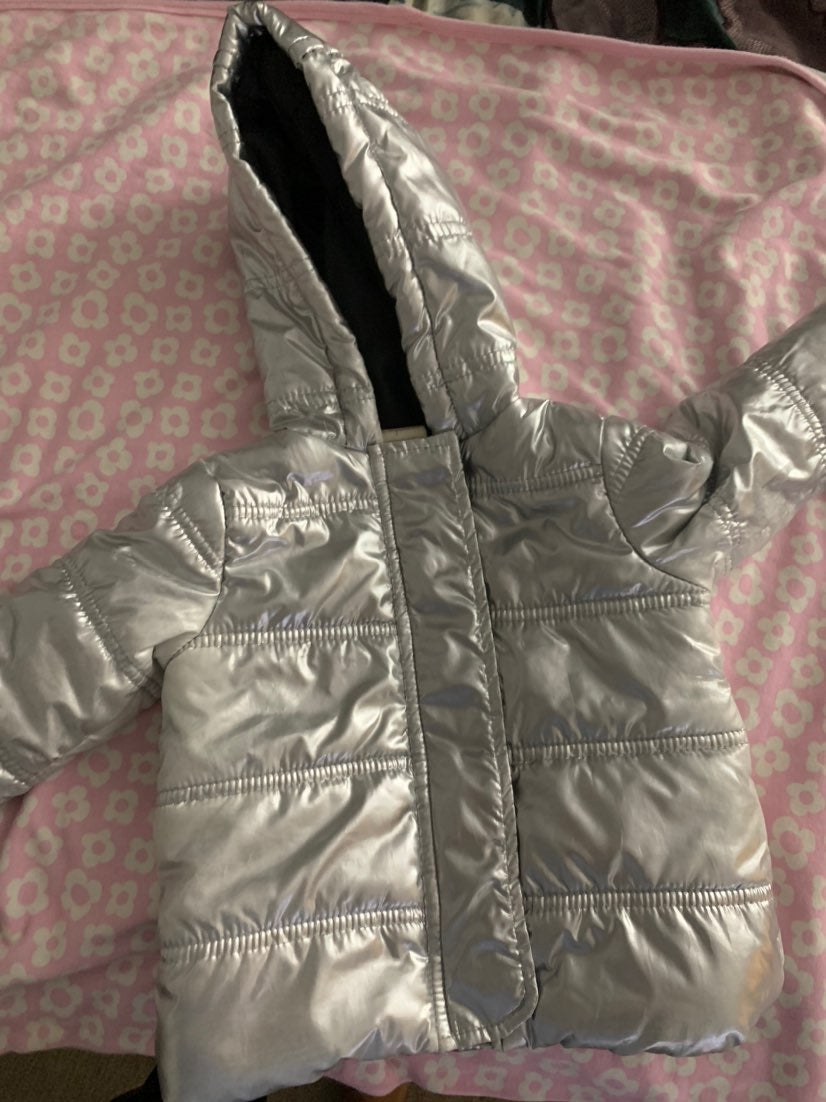 Infant Metallic Silver Puffer Coat