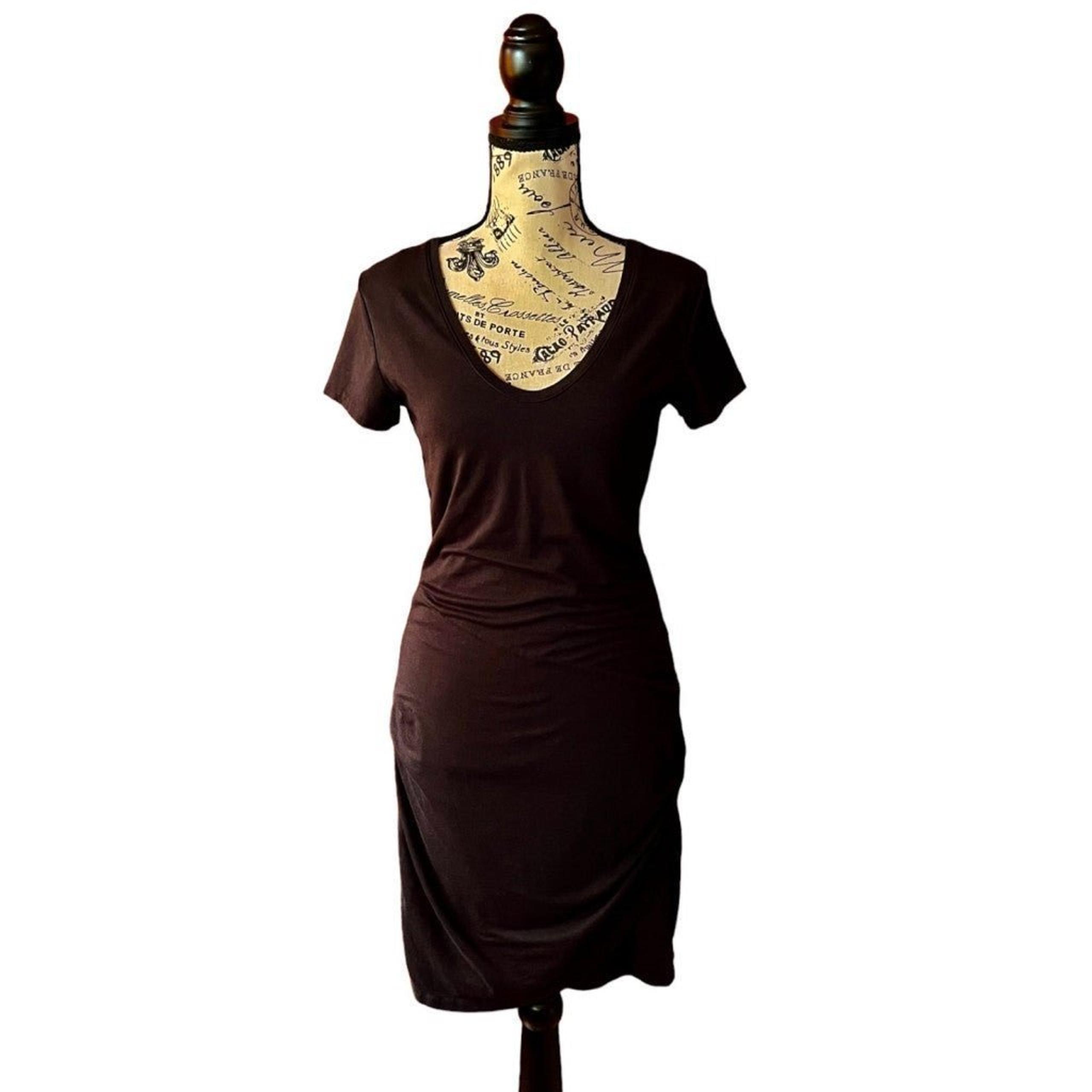 Womens Athleta  Black Seeker Tee Ruched Tulip Dress ruched Cotton ST athleisure