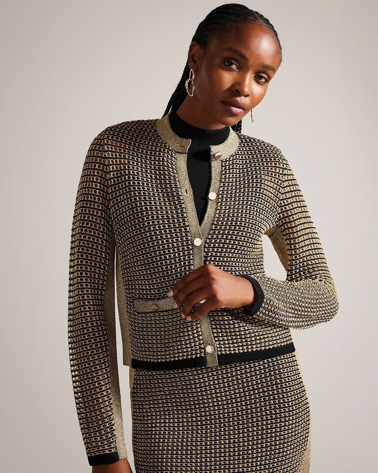 Ted Baker Women's Size: 1/Small Sallyan Metallic Stitch Detail Cardigan NWT 275