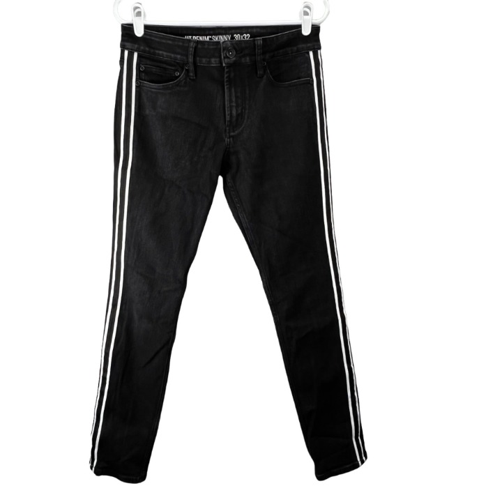 HT Denim Black Skinny Jeans White Taping Stripes size 30x32 Men Hot Topic