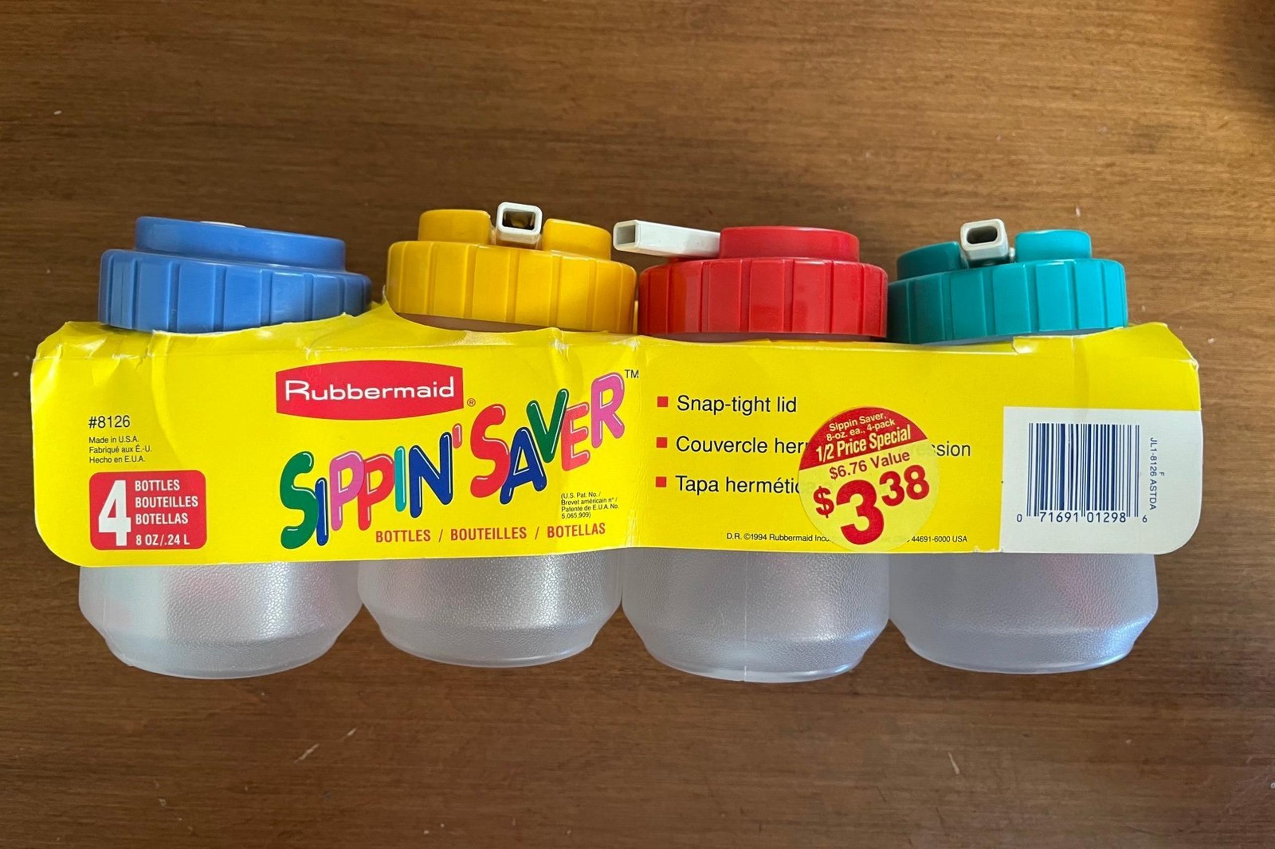 Vintage Rubbermaid Sippin’ Saver Bottle 8oz set of Four