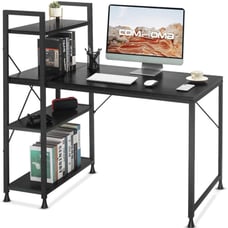 Computer Desk with Storage Shelves 47 Inch Home Office Desk with Reversible Book